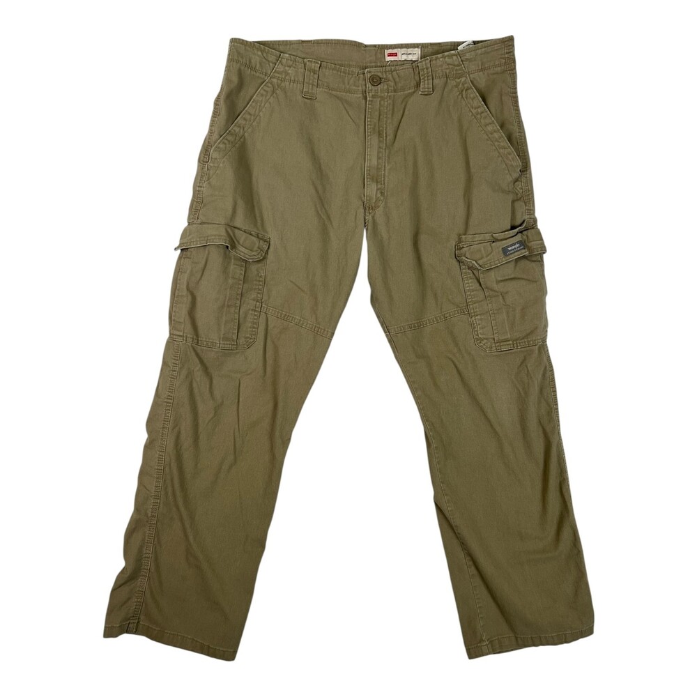 Wrangler Relaxed Fit Cargo Pants Mens 38x30 Khaki Tan Stretch Utility Casual